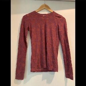 Aritzia Wilfred sheer velvet floral appliqué shirt